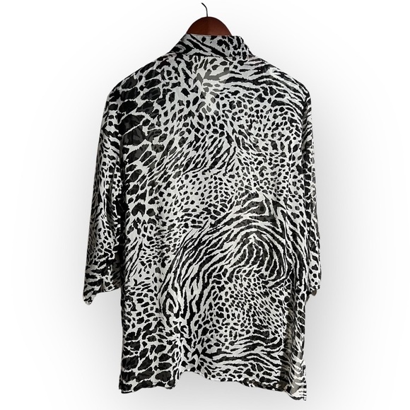 DRAPERS AND DAMONS TUNIC SHEER ANIMAL PRINT BLOUSE - Picture 3 of 6